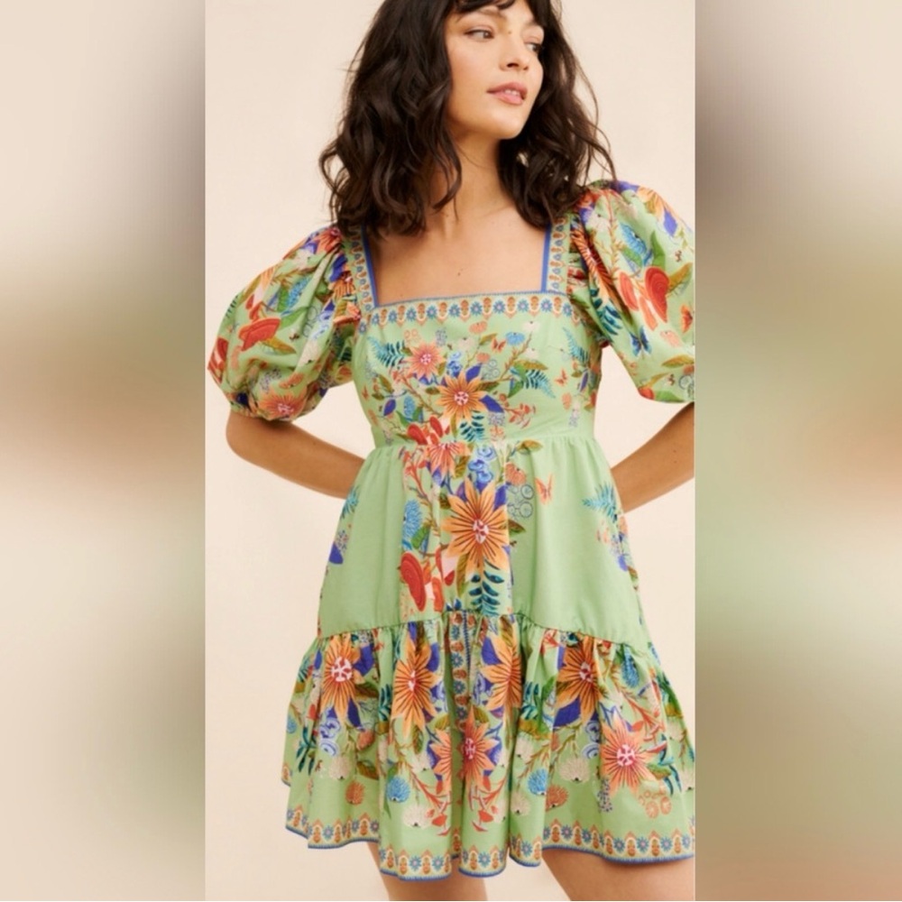 SOLD ⭐️ FARM Rio Green Floral Mini Dress